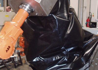 Heavy-duty protective jacket on an industrial robot